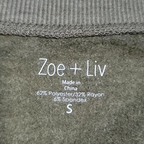 Zoe + Liv Green Camouflage Print Crew Neck Sweatshirt - Size Small - Picture 4 of 14